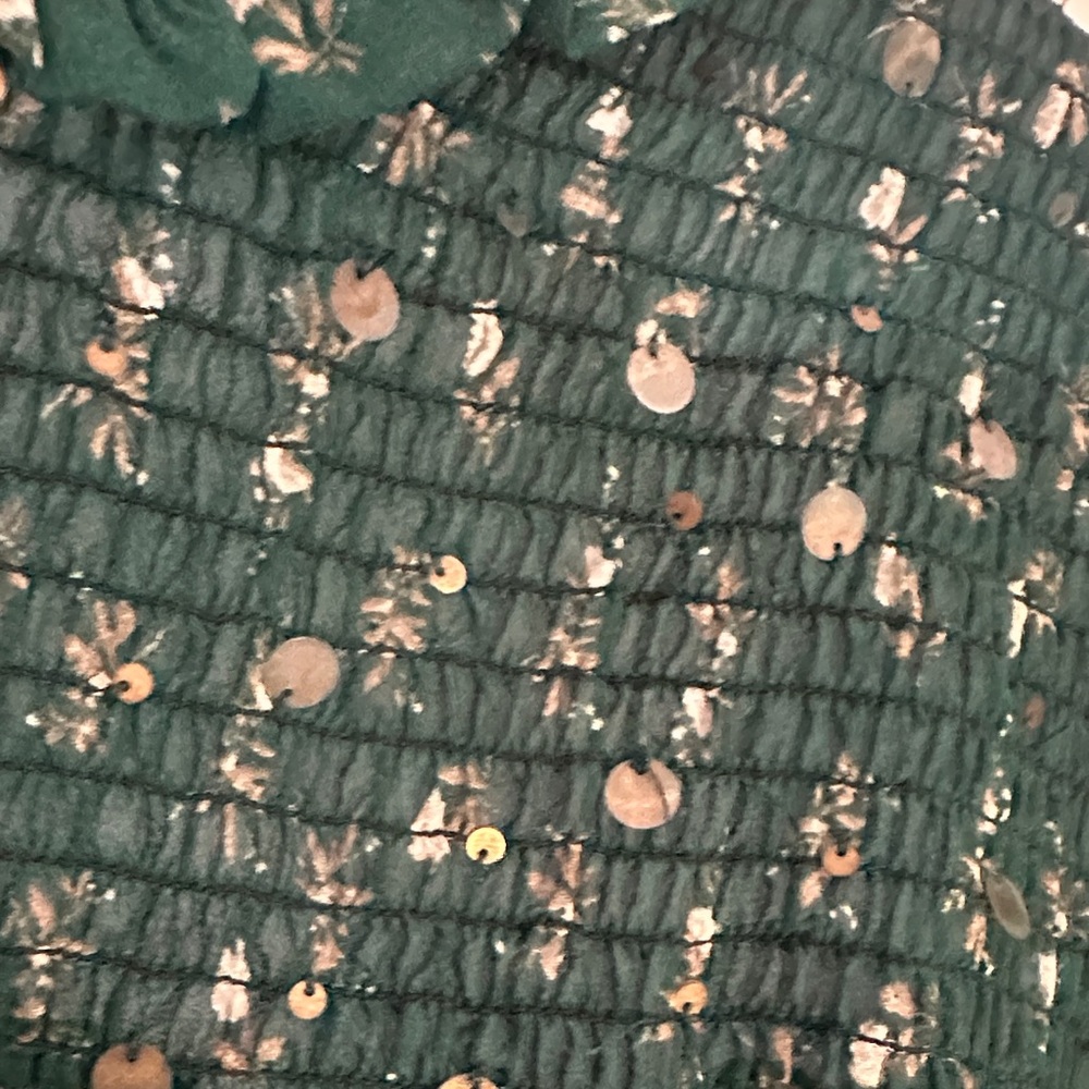 Zara Dark Green Floral Blouse - Picture 4 of 6